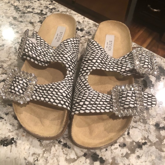 Steven New York by Steve Madden Stas Somers Gemstone Cork Footbed Sandals - Picture 1 of 10